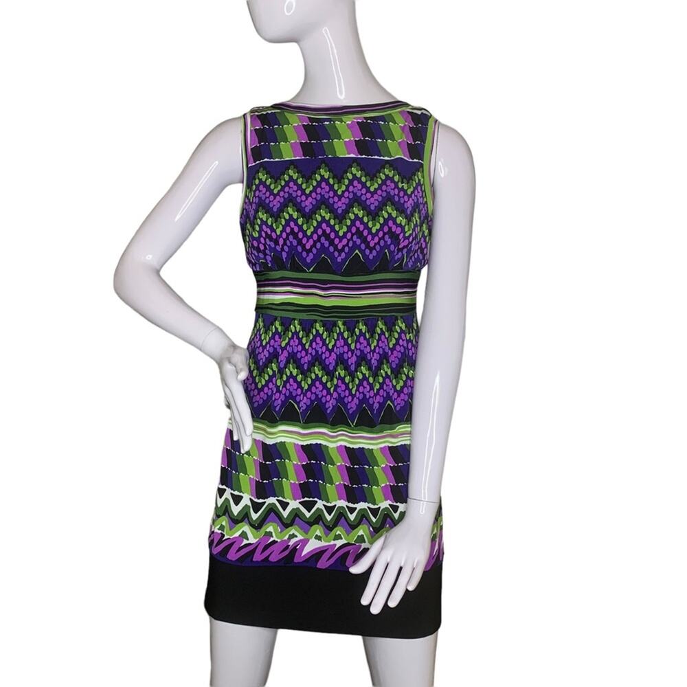 Sandra Darren Women Dress Size 6P Sleeveless Colorful Chevron and Stripe…